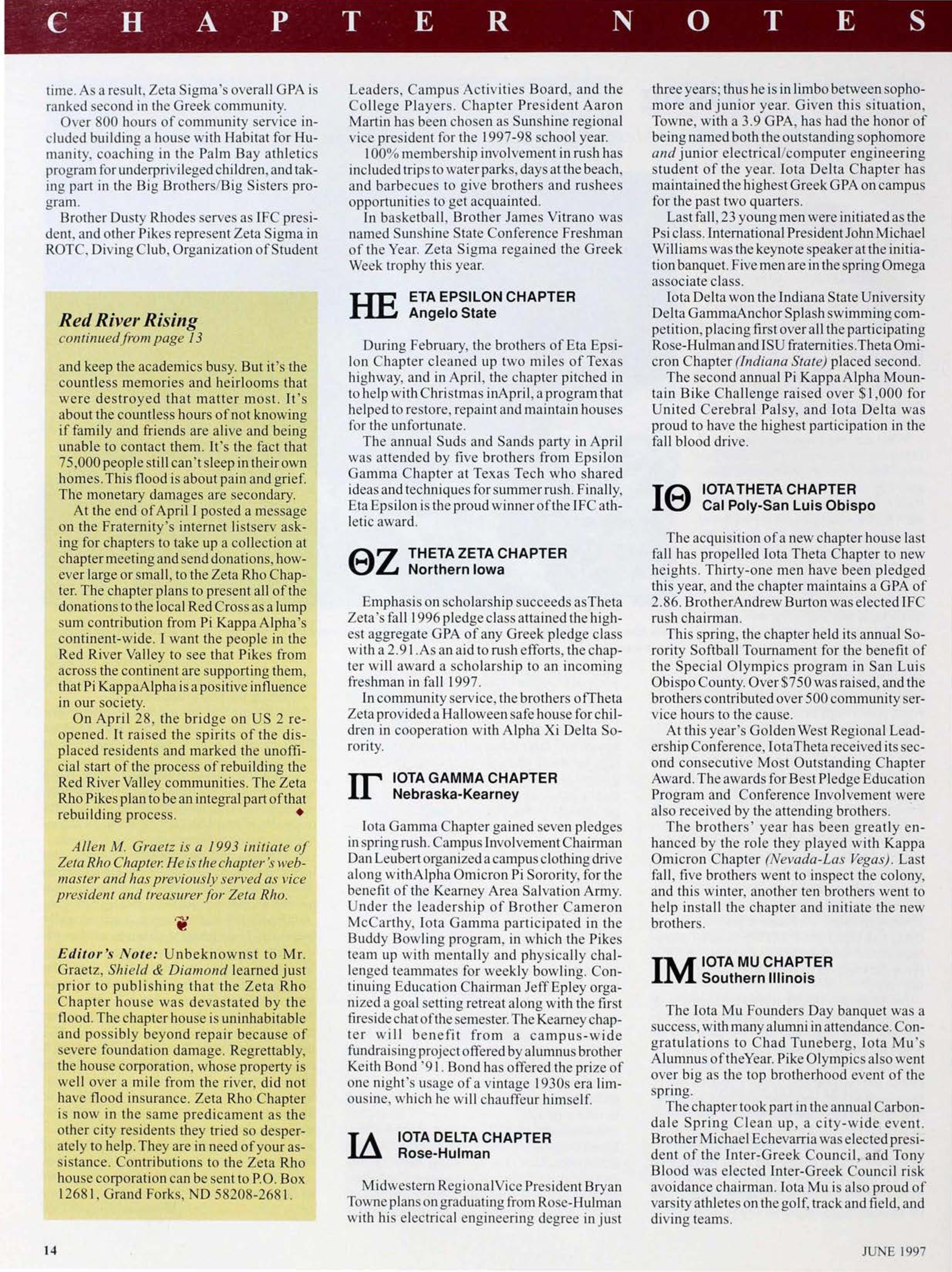 Chapter Notes: Scholarship and Service Mark Chapter Accomplishments, Continued